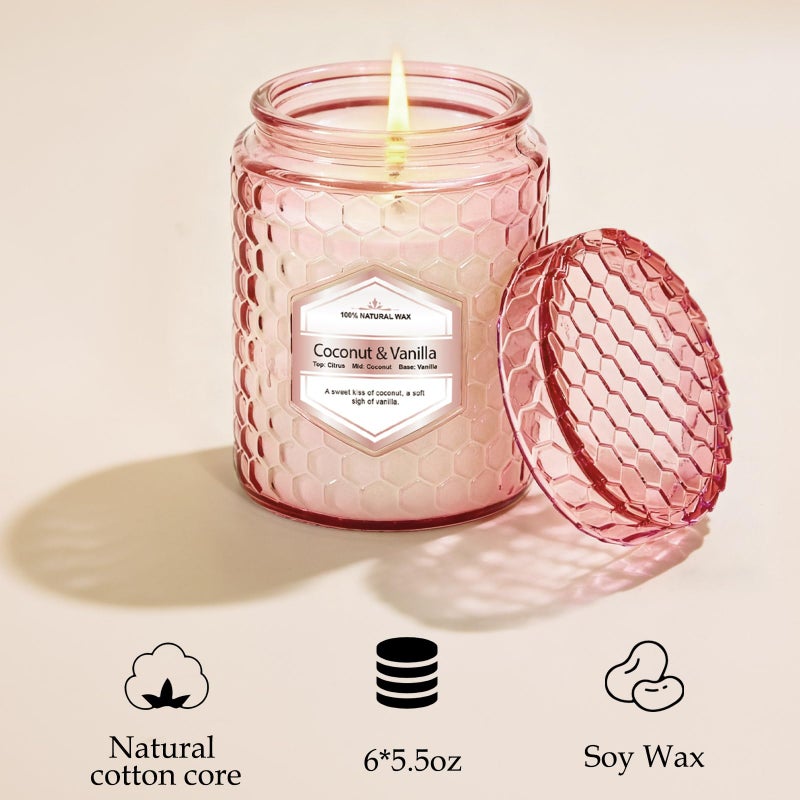 JXDLSQ 6 Pack Soy Wax Candles Sets, Scented Candles Gifts Sets for Women Birthday Christmas, 5.5 Oz Each Natural Aromatherapy Candles for Home, Spa, Relaxation & Home Decoration - Image 3