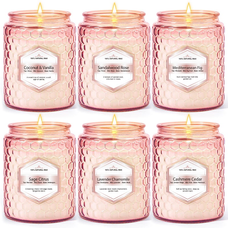 JXDLSQ 6 Pack Soy Wax Candles Sets, Scented Candles Gifts Sets for Women Birthday Christmas, 5.5 Oz Each Natural Aromatherapy Candles for Home, Spa, Relaxation & Home Decoration - Image 1