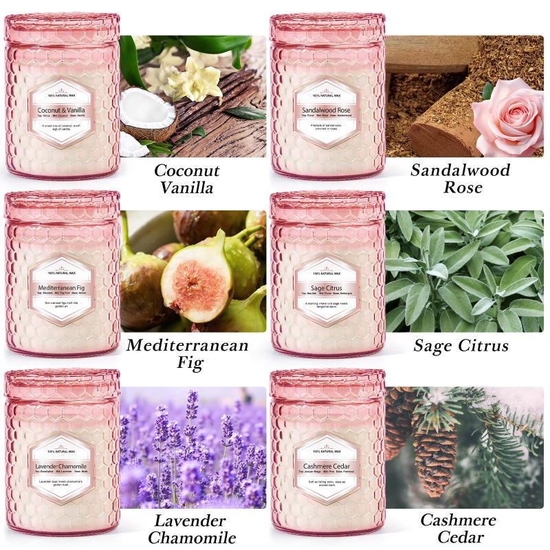 JXDLSQ 6 Pack Soy Wax Candles Sets, Scented Candles Gifts Sets for Women Birthday Christmas, 5.5 Oz Each Natural Aromatherapy Candles for Home, Spa, Relaxation & Home Decoration - Image 2