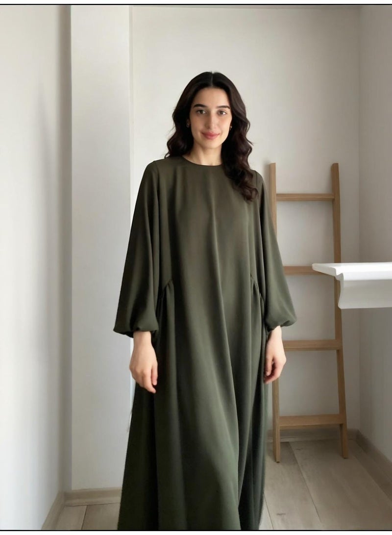 Elegant Abaya Dress for Women - 1 Piece Dubai Islamic Prayer Gown with Lantern Sleeves for Eid  Ramadan - Image 1