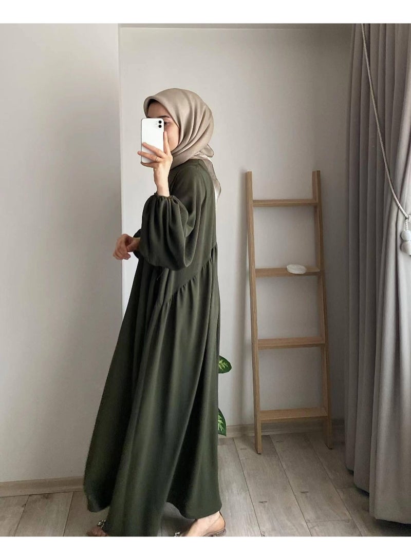 Elegant Abaya Dress for Women - 1 Piece Dubai Islamic Prayer Gown with Lantern Sleeves for Eid  Ramadan - Image 5