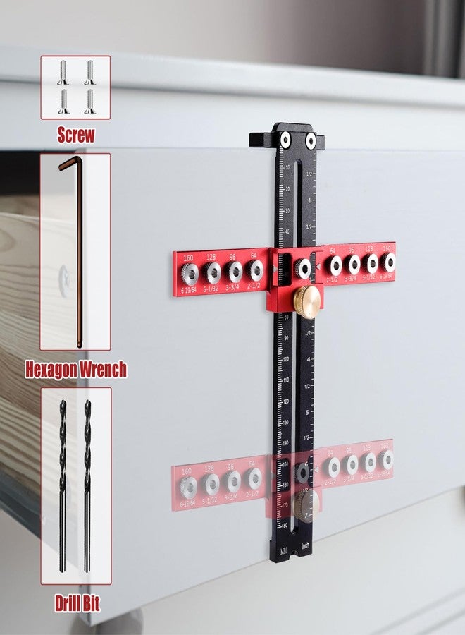 SLIIMU Cabinet Hardware Jig, Adjustable Cabinet Handle Template Tool 9 Holes, Aluminium Alloy Cabinet Jig Punch Locator, Precise Drill Guide Template Tool for Door and Drawer Knobs, Pulls Installation - Image 4