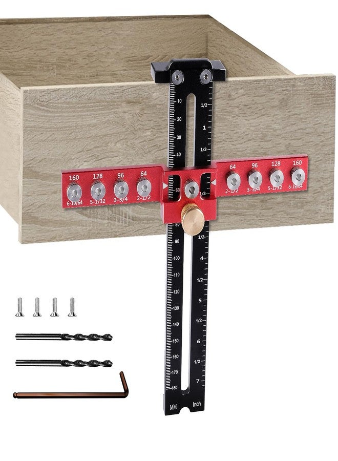 SLIIMU Cabinet Hardware Jig, Adjustable Cabinet Handle Template Tool 9 Holes, Aluminium Alloy Cabinet Jig Punch Locator, Precise Drill Guide Template Tool for Door and Drawer Knobs, Pulls Installation - Image 1
