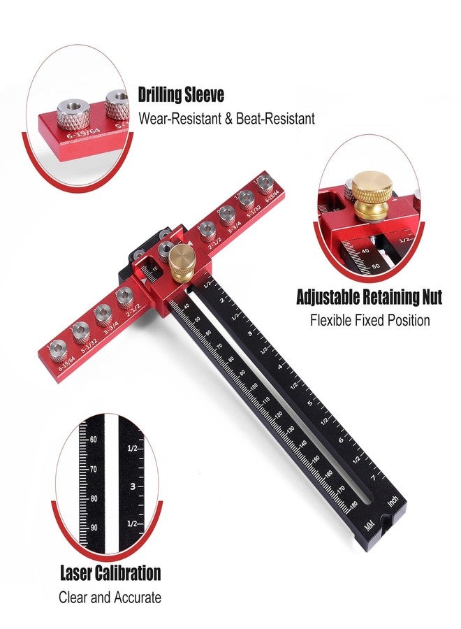 SLIIMU Cabinet Hardware Jig, Adjustable Cabinet Handle Template Tool 9 Holes, Aluminium Alloy Cabinet Jig Punch Locator, Precise Drill Guide Template Tool for Door and Drawer Knobs, Pulls Installation - Image 3