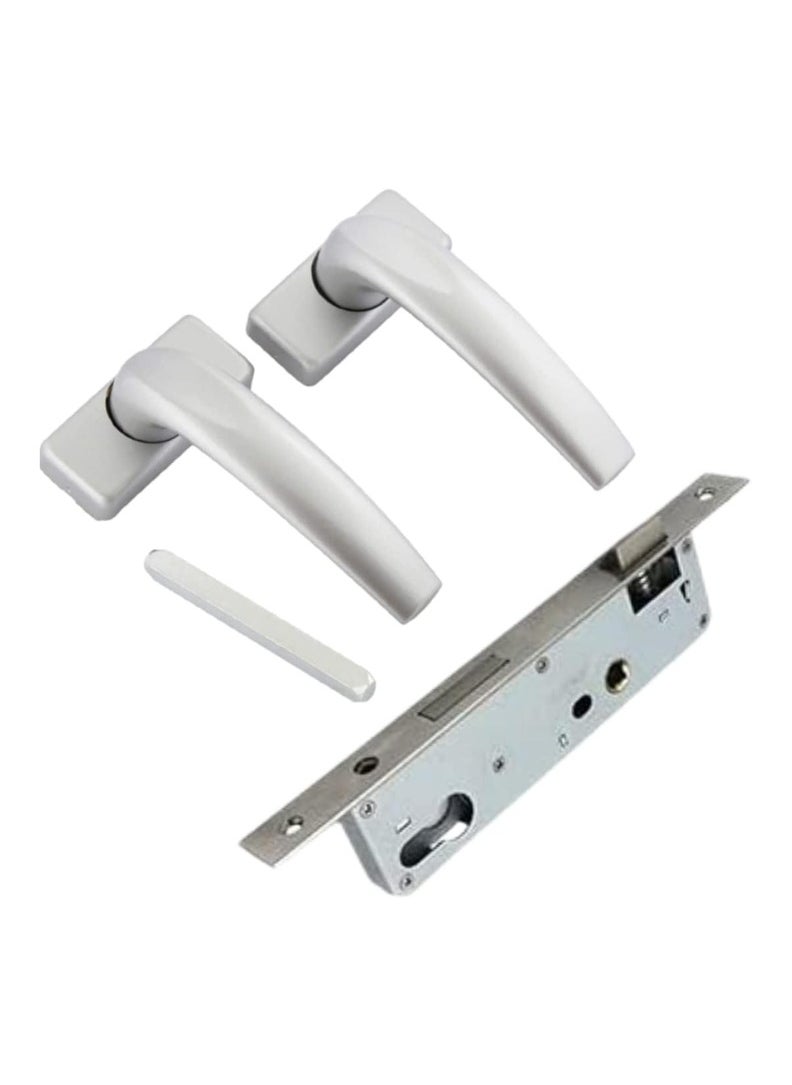 KNP KNP Aluminium Door Handle with 20MM Lockbody, Heavy Duty Door Handle Set. (Silver) White  - Image 1