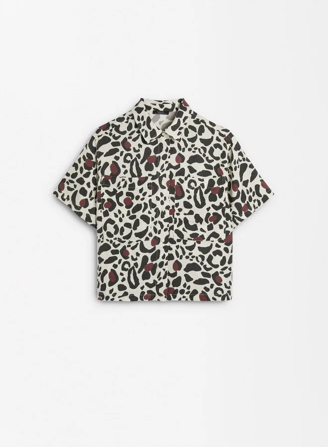 PARFOIS Short Sleeve Leopard Print Shirt