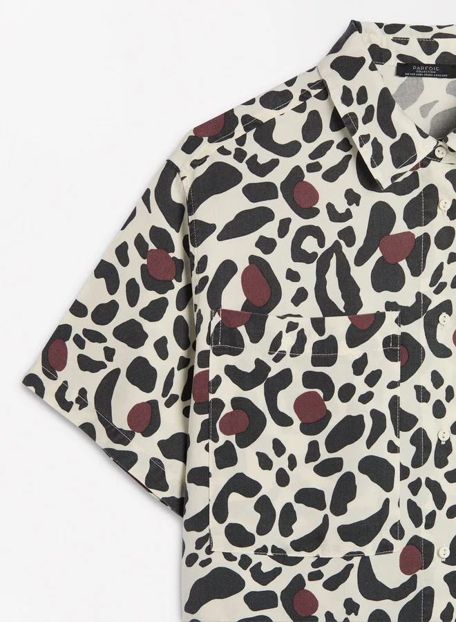 PARFOIS Short Sleeve Leopard Print Shirt