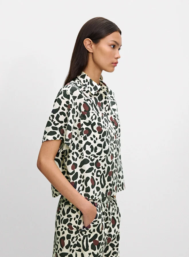 PARFOIS Short Sleeve Leopard Print Shirt