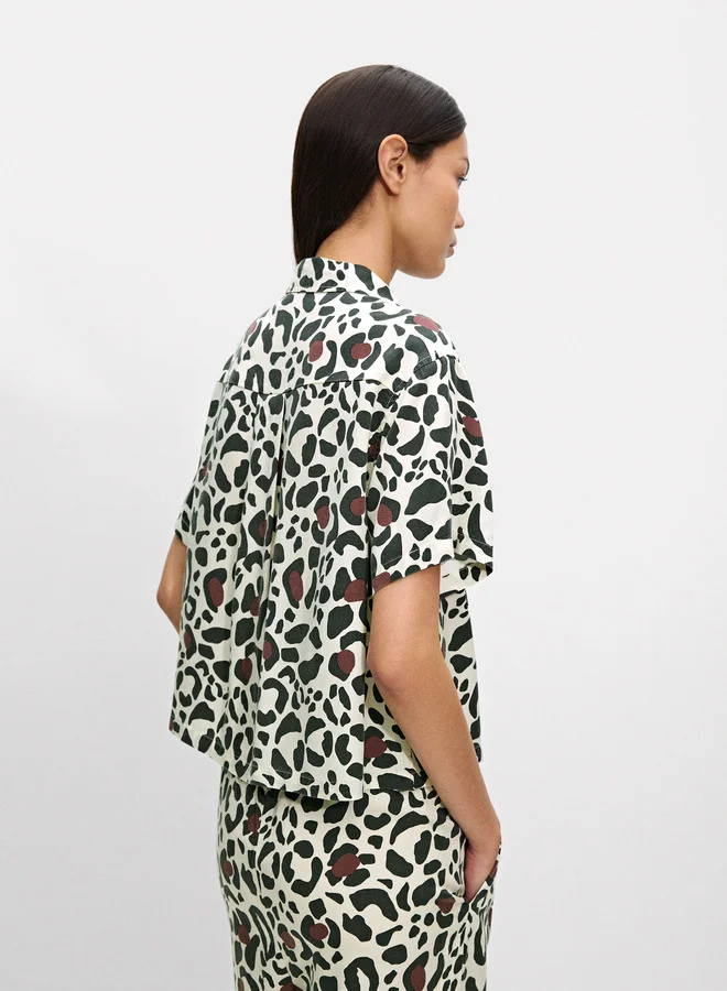PARFOIS Short Sleeve Leopard Print Shirt