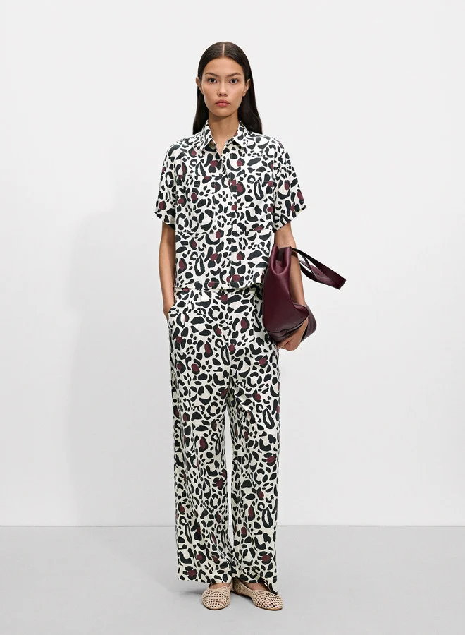 PARFOIS Short Sleeve Leopard Print Shirt