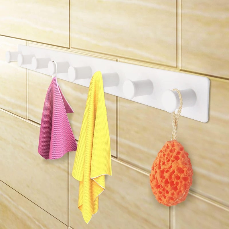 AJLTPA Coat Rack Wall Mount, White Coat Hooks Screw in, Stainless Steel Door Hooks for Hanging Hat Towels Clothes, Hook Rail with 8 Round Hangers (White, 8 Hooks) - Image 3
