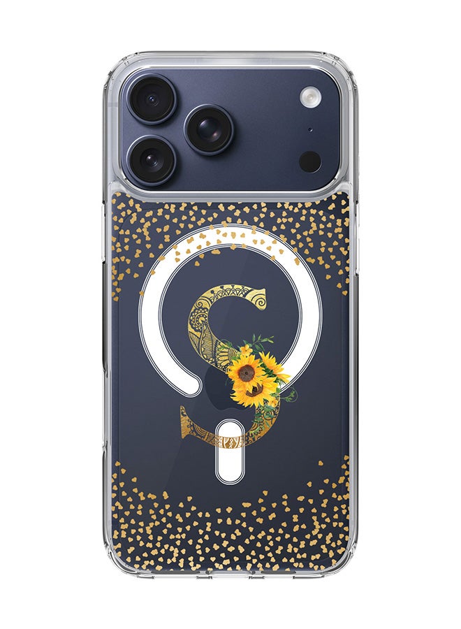 Stylizedd Classic Clear MagSafe Case for iPhone 17 Pro Max , Hybrid Soft Case Flexible Edges Anti Drop TPU PC Gel Thin Transparent Cover [ Designed for iPhone 17 Pro Max ] - Custom Monogram Initial Letter Floral Pattern Alphabet - S  (Clear )