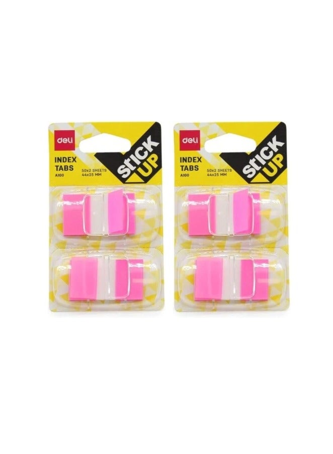Deli 100-Sheets Film Index Tabs, 44 mm x 25 mm Size, Multicolor Pack of 2 - Image 1