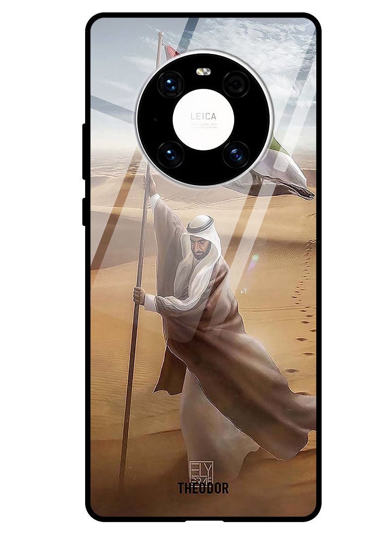Theodor Protective Tempered Glass Case Cover HUAWEI MATE 40 5G  Sheikh Zayed Flag Desert - Image 1