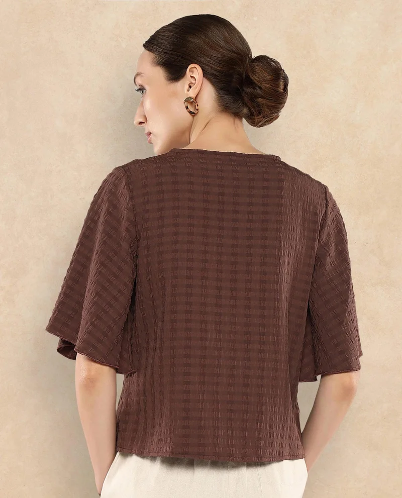 Rareism Women's Textured V-Neck Top