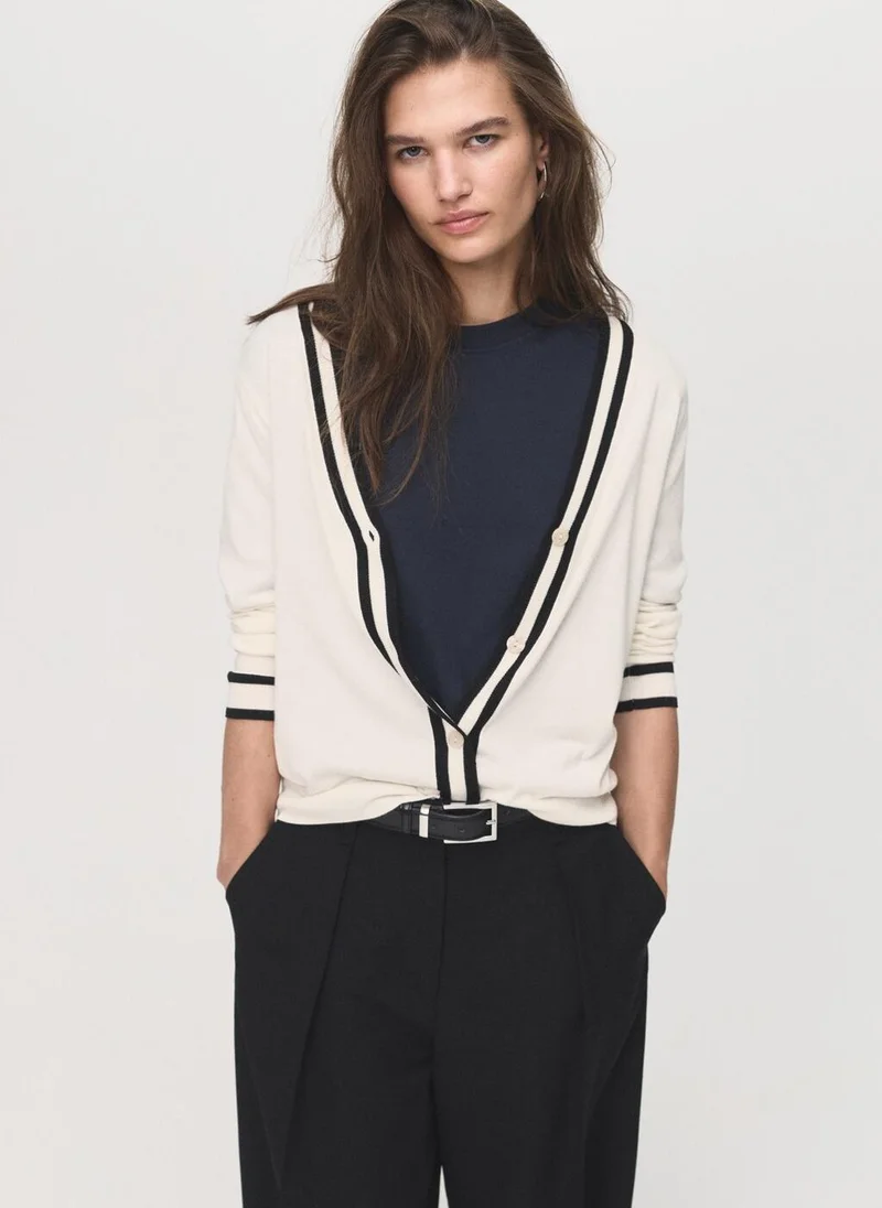 MANGO Cardigan with contrasting stripes