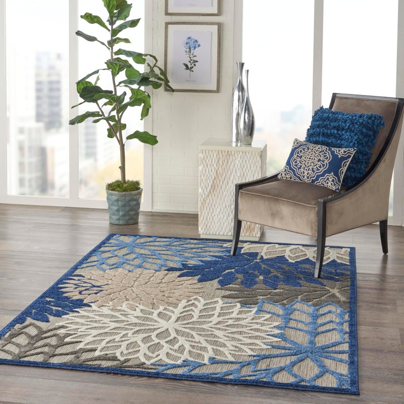 Nourison Home Aloha Indoor/Outdoor Blue/Multicolor 6' x 9' Area Rug, Easy Cleaning, Non Shedding, Bed Room, Living Room, Dining Room, Deck, Backyard, Patio (6x9) - Image 2