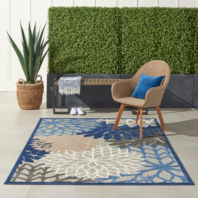 Nourison Home Aloha Indoor/Outdoor Blue/Multicolor 6' x 9' Area Rug, Easy Cleaning, Non Shedding, Bed Room, Living Room, Dining Room, Deck, Backyard, Patio (6x9) - Image 3