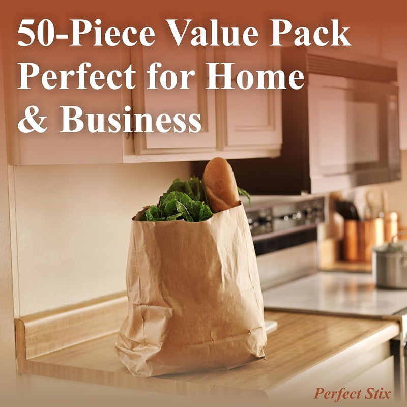 Perfect Stix 52lb Kraft Brown Paper Shopping Bags- Pack of 50ct - Image 4