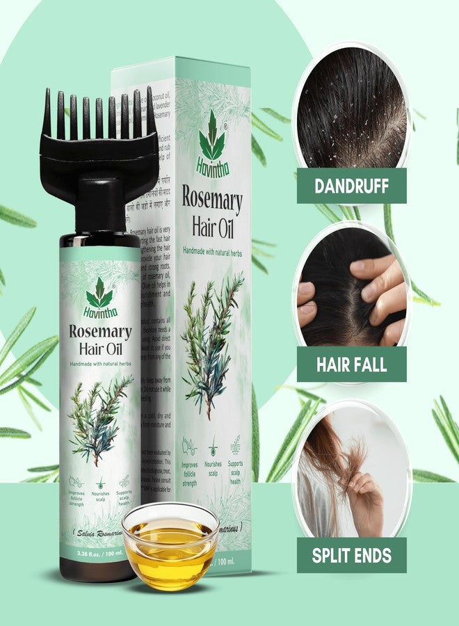 Havintha Organic Rosemary Hair Oil for Hair Growth, Reduced Hair Fall & Dandruff Control | Natural Scalp Care for Men & Women | Nourishes, Strengthens & Revitalizes Hair | Suitable for All Hair Types (100 ml) - Image 5