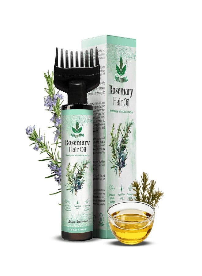 Havintha Organic Rosemary Hair Oil for Hair Growth, Reduced Hair Fall & Dandruff Control | Natural Scalp Care for Men & Women | Nourishes, Strengthens & Revitalizes Hair | Suitable for All Hair Types (100 ml) - Image 1