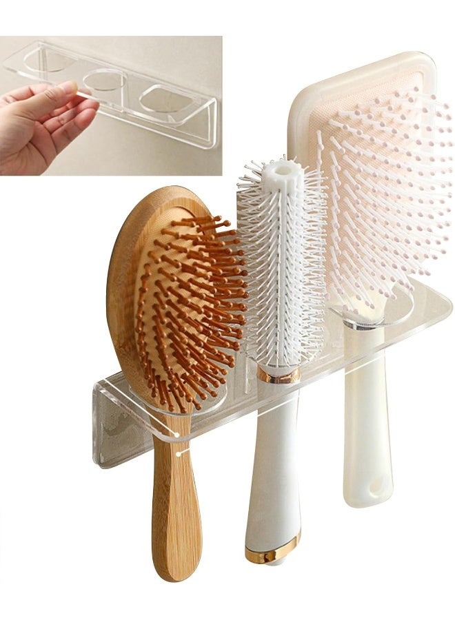 TPGP حامل أدوات الشعر الأكريليكي المثبت على الحائط TPGP مع لاصق - منظم فرشاة الشعر والمشط بـ 3 فتحات للحمام - يناسب أدوات التسخين بقطر 1.34-1.57 إنش - شفاف - Image 1