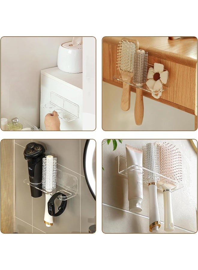 TPGP حامل أدوات الشعر الأكريليكي المثبت على الحائط TPGP مع لاصق - منظم فرشاة الشعر والمشط بـ 3 فتحات للحمام - يناسب أدوات التسخين بقطر 1.34-1.57 إنش - شفاف - Image 5