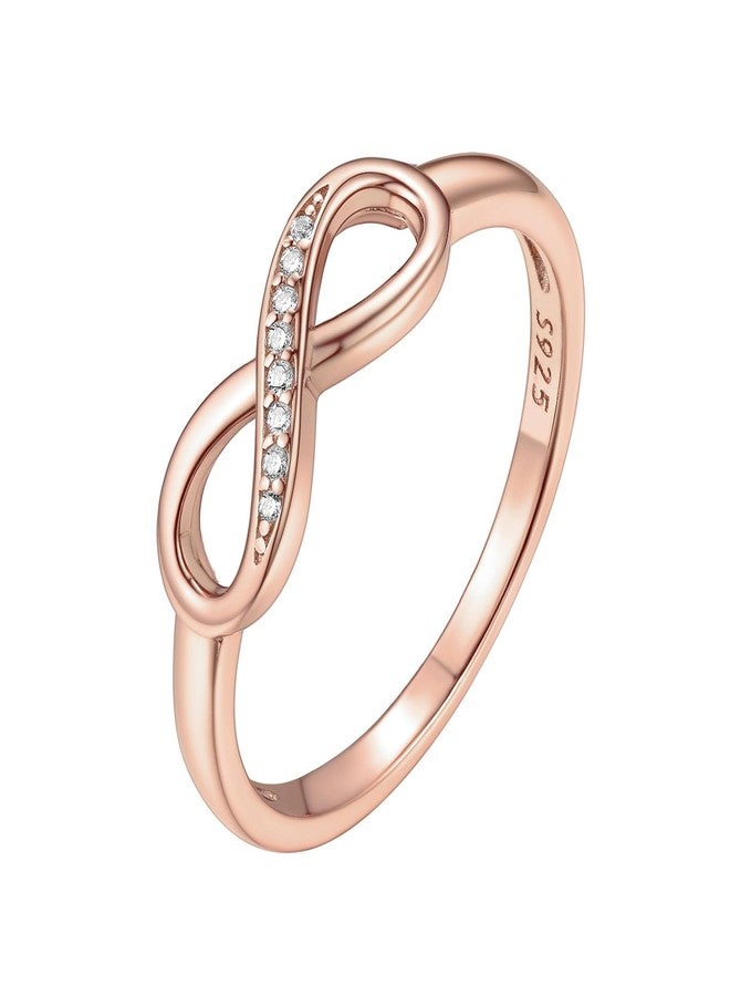 ChicSilver Rose Gold Plated Cubic Zirconia Cz Infinity Rings for Women 925 Sterling Silver Infinity Knot BFF Friendship Rings Engagement Wedding Band Rings Size 10 - Image 1