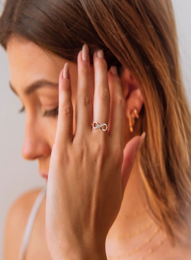 ChicSilver Rose Gold Plated Cubic Zirconia Cz Infinity Rings for Women 925 Sterling Silver Infinity Knot BFF Friendship Rings Engagement Wedding Band Rings Size 10 - Image 3