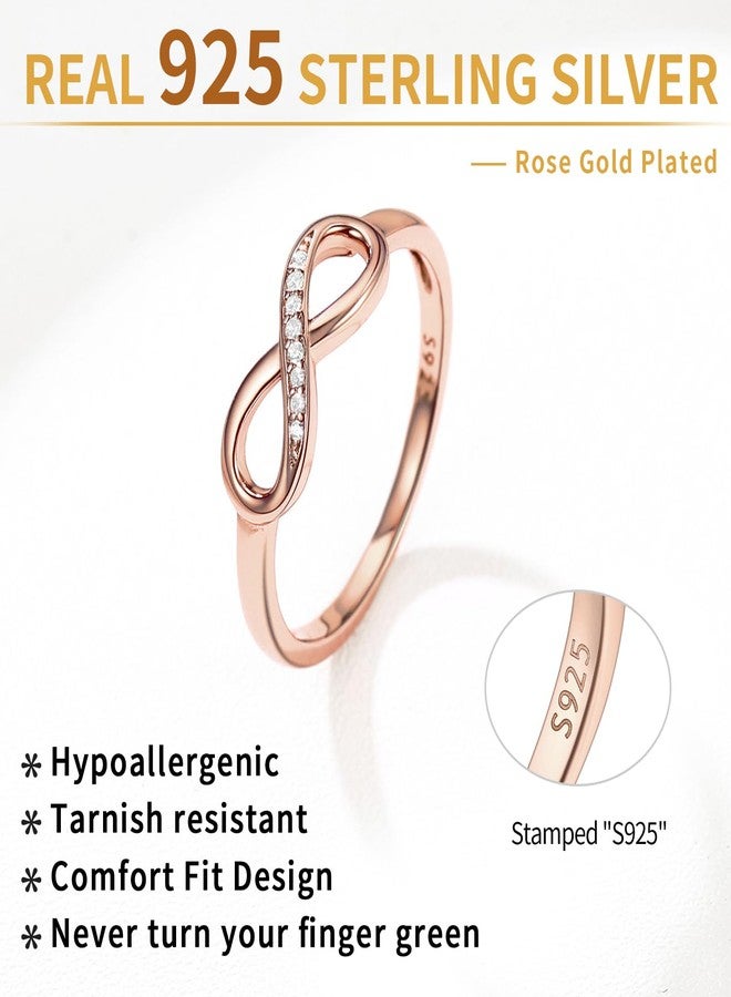 ChicSilver Rose Gold Plated Cubic Zirconia Cz Infinity Rings for Women 925 Sterling Silver Infinity Knot BFF Friendship Rings Engagement Wedding Band Rings Size 10 - Image 4