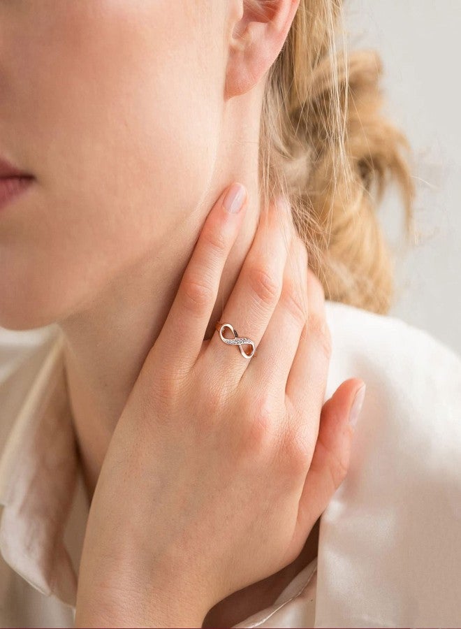 ChicSilver Rose Gold Plated Cubic Zirconia Cz Infinity Rings for Women 925 Sterling Silver Infinity Knot BFF Friendship Rings Engagement Wedding Band Rings Size 10 - Image 2