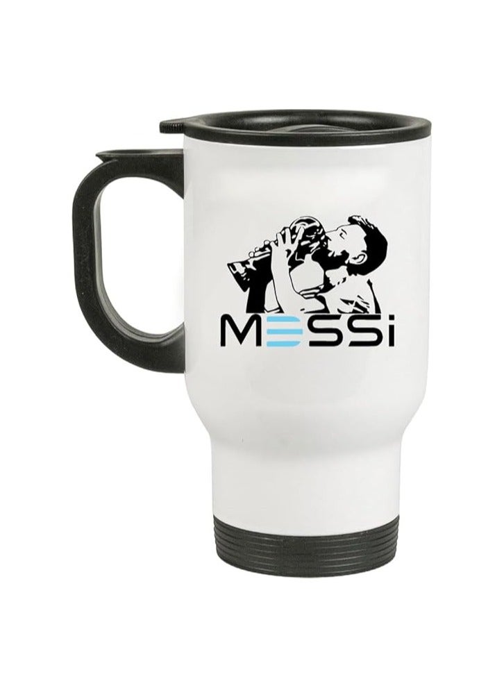 Football Super Hero Messi Printed Travel Coffee Mug - Gift for Football Sports Fan - Travel Mug Gifts for Friends - Image 1