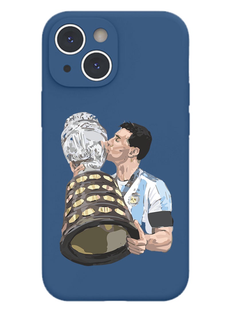 Theodor Protective Slim Fit Case Liquid Silicone Cover with Full Body Protection Anti-Scratch Shockproof Case For iPhone 15 Plus Blue  - Mickey Kissing - Image 1