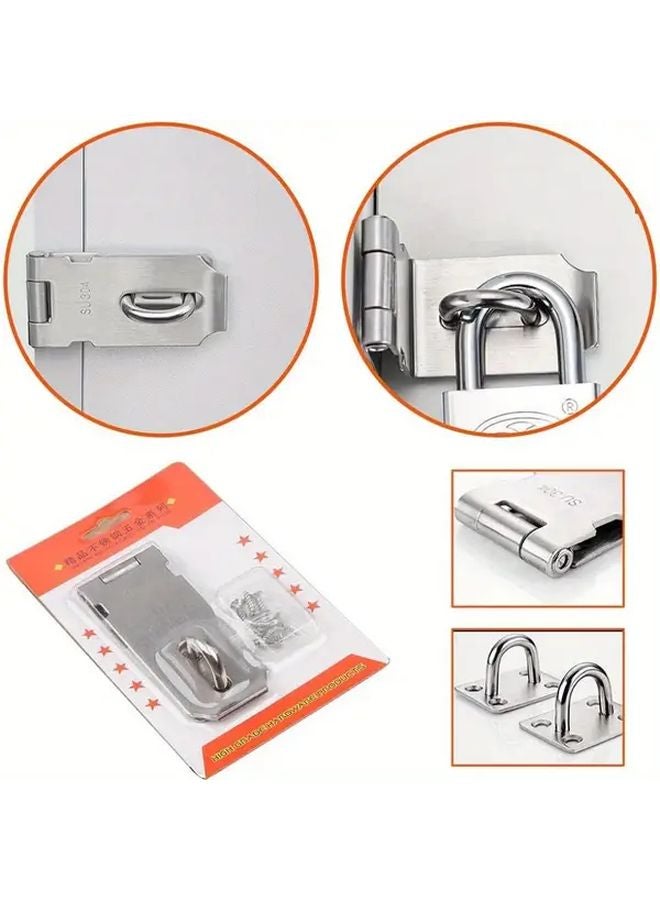 2 Packs 4 Inch Stainless Steel Padlock Hasps Outdoor Gate Latch Anti Theft Door Reinforcement - Image 4