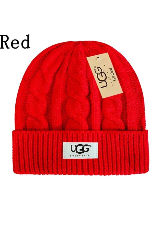 UGG Vibrant Red Cable-Knit Beanie – Soft Warm Winter Hat for Lively Winter Looks 606Size