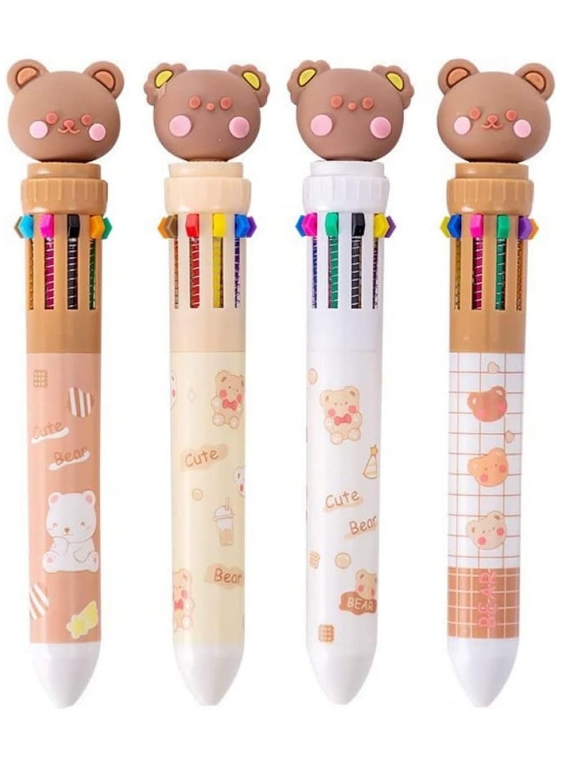 RATSAW Multicolor Ballpoint Pens 10-in-1 Colored Retractable Animal Ballpoint Pens Kids Adult Ballpoint Pens for Office Back to School Supplies Students Children Girls Gift 4 Pack - Image 1
