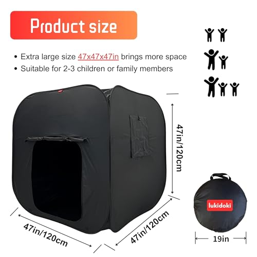 lukidoki Sensory Tent for Kids Adults with Autism ADHD SPD CPC Certification Extra Big 47x47in Calm Corner Helps Children Relax Reduce Anxiety Portable Popup Blackout Hideout Play Tent Toys - Image 5