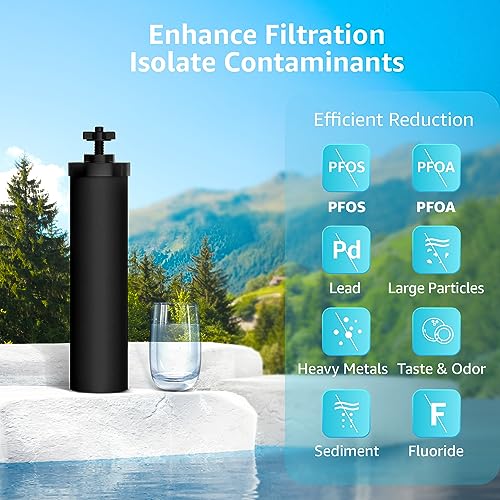 AquaCrest AQUA CREST NSF/ANSI 42&372 Certified Water Filter, Replacement for Berkey® Gravity Water Filter System, Berkey® Black Purification Elements, Pack of 2 - Image 5