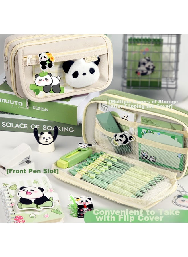 Large Capacity Panda Flip-top Pencil Case For Girls, School Supplies Box For Female Students, Autumn And Winter High-quality Pencil Case For Middle School Girls And Boys - Image 2