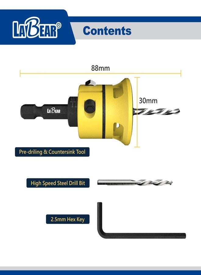 LaBear (#10) Countersink Drill Bits with Replaceable HSS Drill, 1/4" Hex Quick-Change Bits, Adjustable Low Friction Depth - Image 4