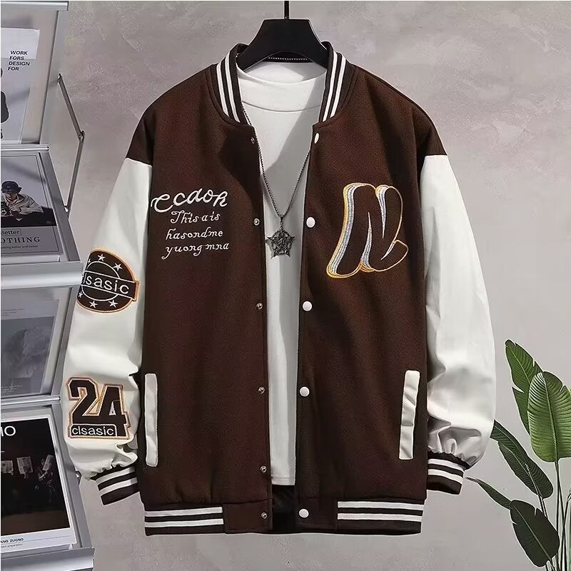 Men's Embroidered Baseball Jacket Casual Streetwear Oversized Outerwear - Image 2