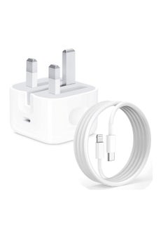 2 in 1 Pack of 20W USB-C Power Adapter and USB-C to Lightning Cable 1m white