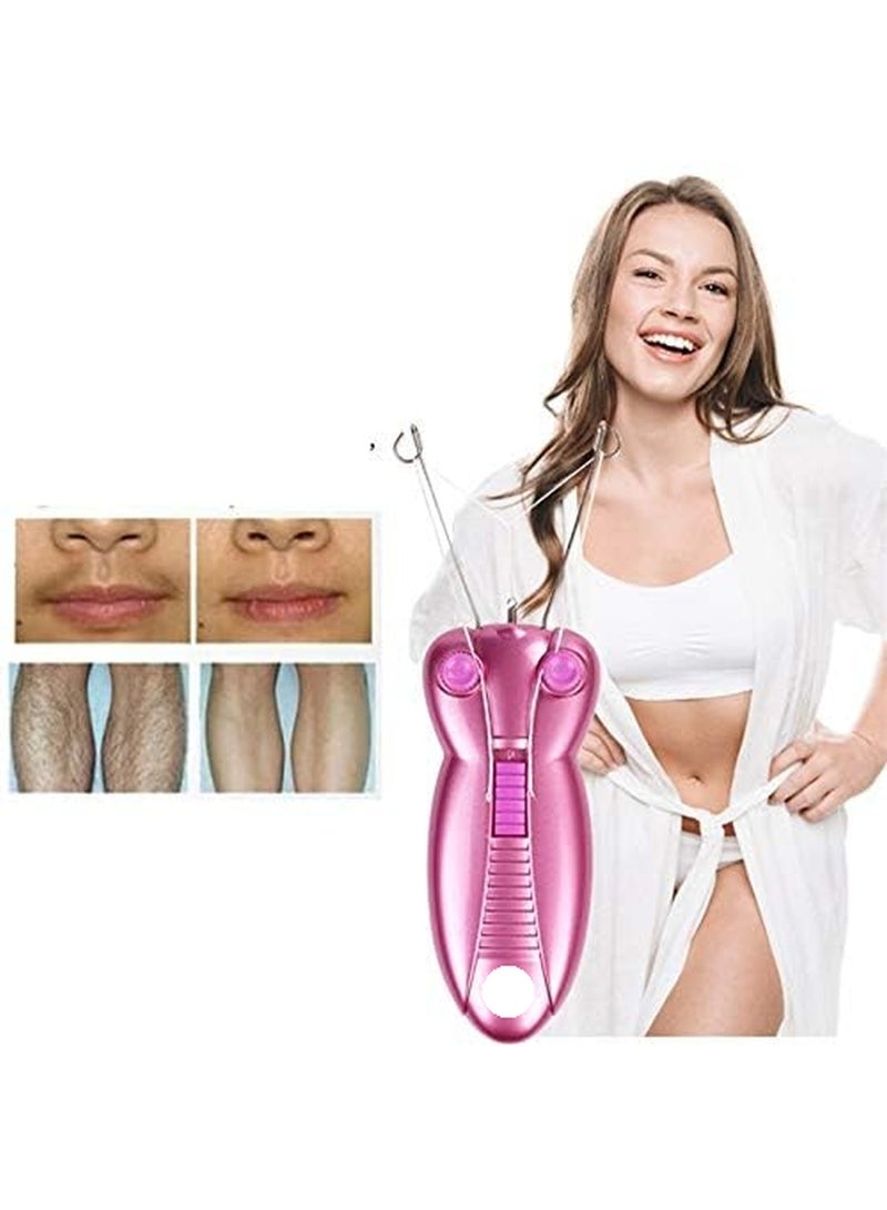 BrOwns Lady Electric Epilator Women Body Hair Remover Cotton Thread Epilator Face Hair Removal Tools (Pink Butterfly) - Image 1