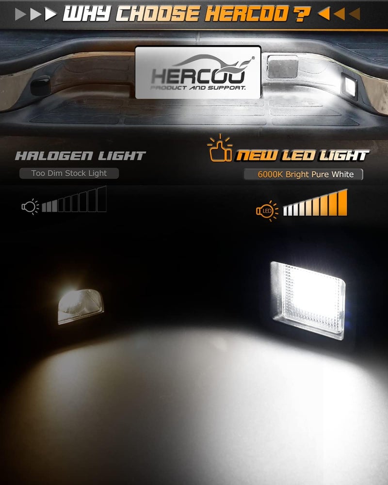 HERCOO LED License Plate Light Lamp Socket Assembly for Ford F150 2015-2020 & Raptor 2017-2020, Clear Lens 6000K White - Image 2