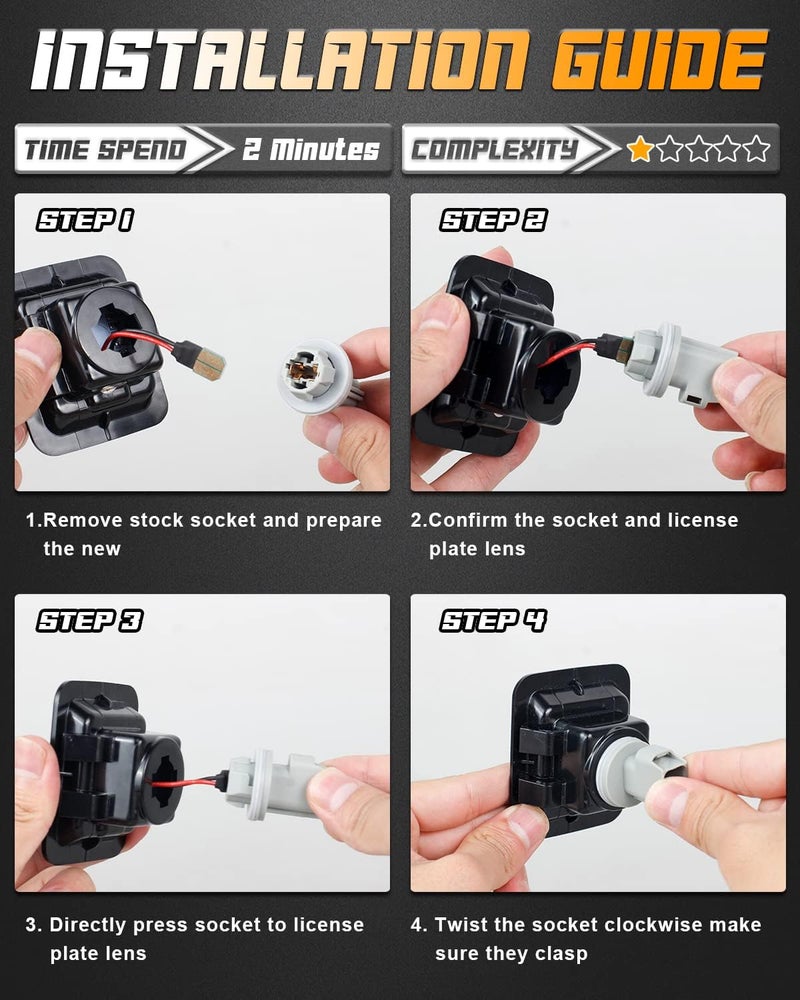 HERCOO LED License Plate Light Lamp Socket Assembly for Ford F150 2015-2020 & Raptor 2017-2020, Clear Lens 6000K White - Image 5