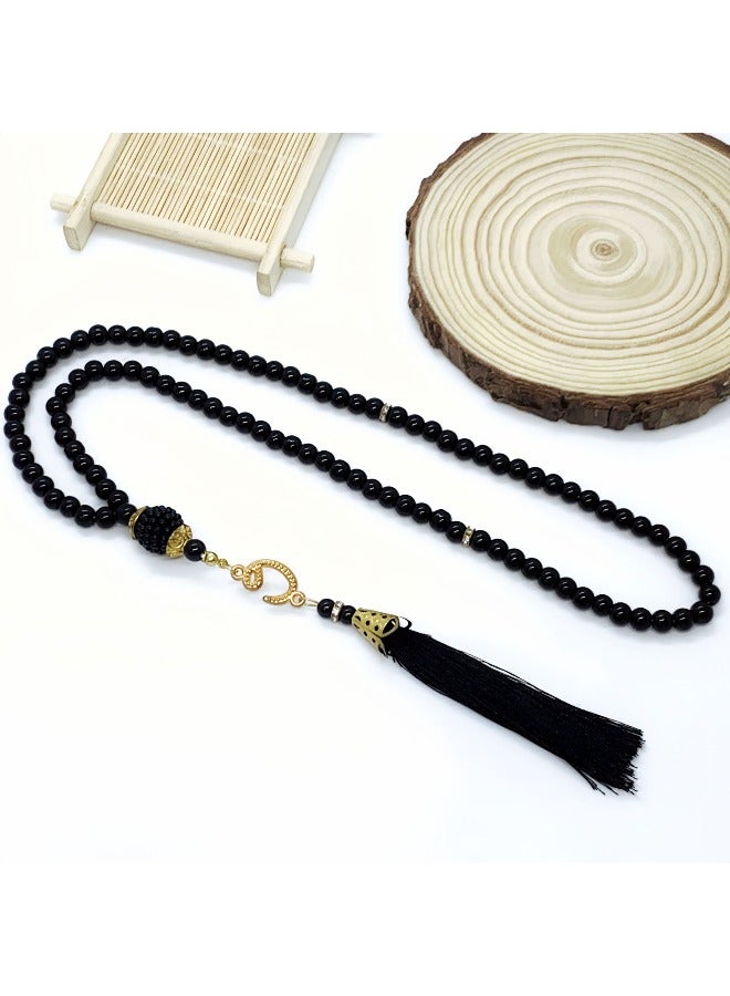 مسبحة أنيقة من اللؤلؤ الصناعي - مسبحة صلاة 99 حبة - هدية إسلامية للذكر والأزياء - Image 2