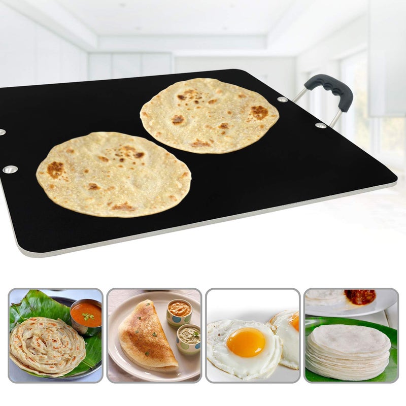 IBELL PT3833 Non Stick Tawa Dosa Roti Chapati Pathiri Tawa Large Rectangular Aluminium Body 38cm x 33cm with 5mm Thickness Black - Image 4