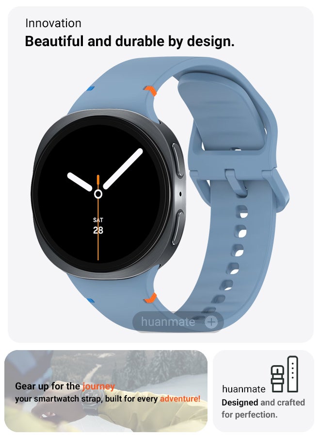 huanmate Samsung Galaxy Watch 8 44mm Soft Silicone Replacement Strap - High Quality, Lightweight, Stylish & Durable - Easy Installation - Replacement Strap for Samsung Galaxy Watch 8 44mm - Image 2