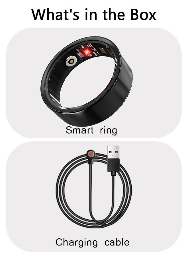 Smart Ring, Health Tracker for Women Men, Fitness Tracker with Heart Rate, Blood Oxygen, Sleep Monitor, Calories, Step Counter, IP68 Waterproof Smart Ring for iPhone & Android, No Subscription Fee (Black, 12#) - Image 4