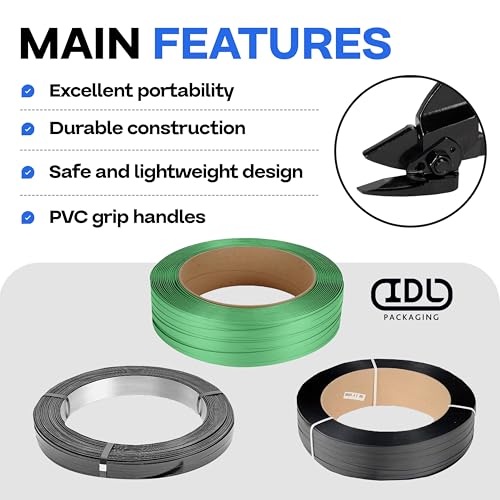 IDL Packaging قاطع حزام IDL H-100 للفولاذ والبوليستر (PET) والبولي بروبيلين (PP) بعرض من 3/8" إلى 3/4" وسمك يصل إلى 0.035" – قاطع حزام للاستخدام العادي بمقابض مريحة - Image 4